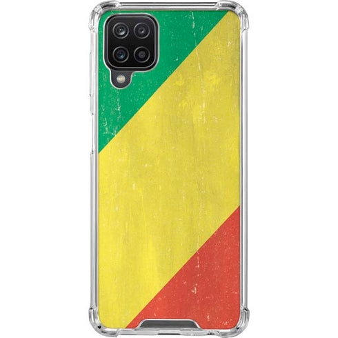 Republic of the Congo Flag Distressed Galaxy A12 Clear Case